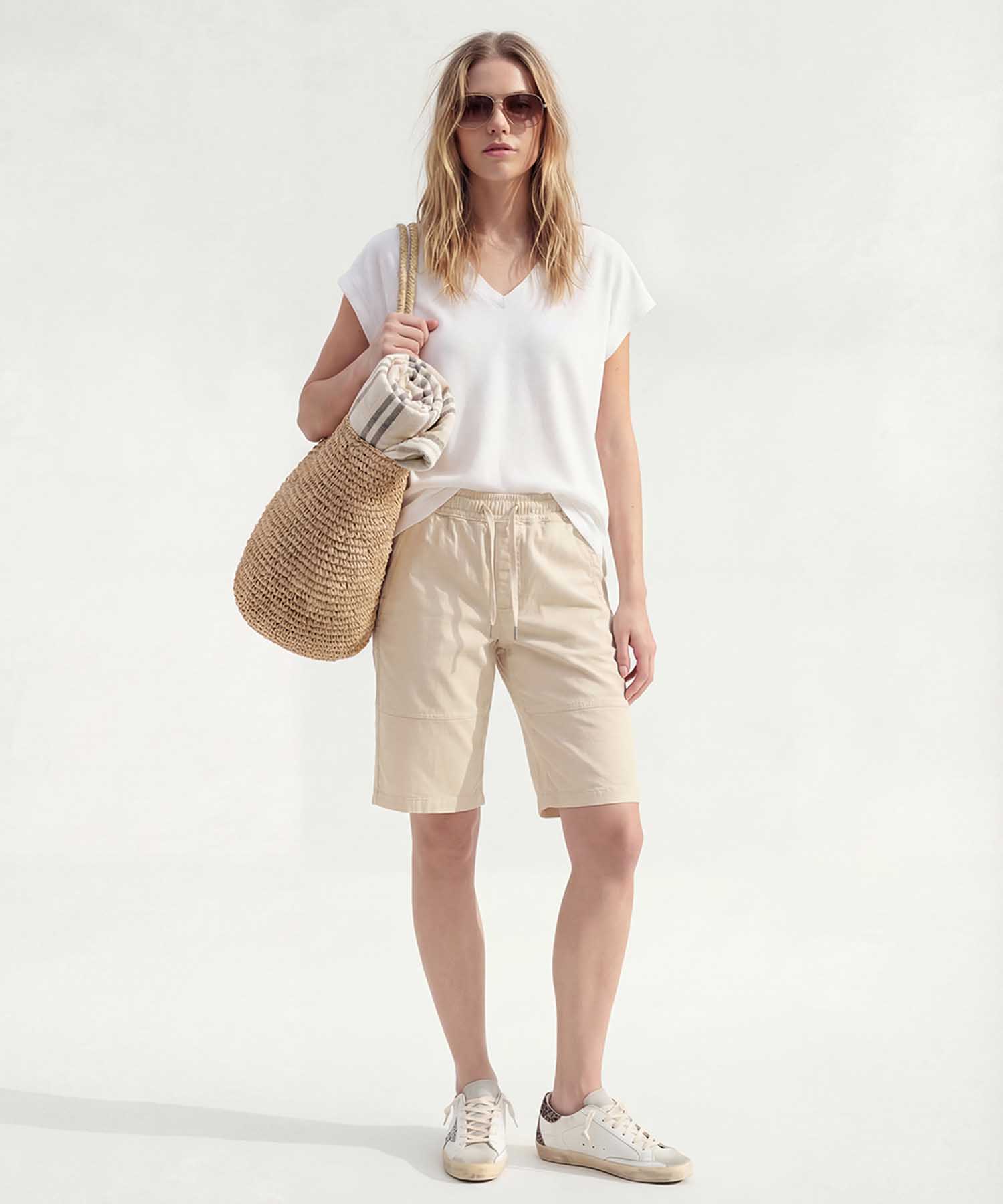 You Too – YOU TWO Shorts im Materialmix in Summer Sand