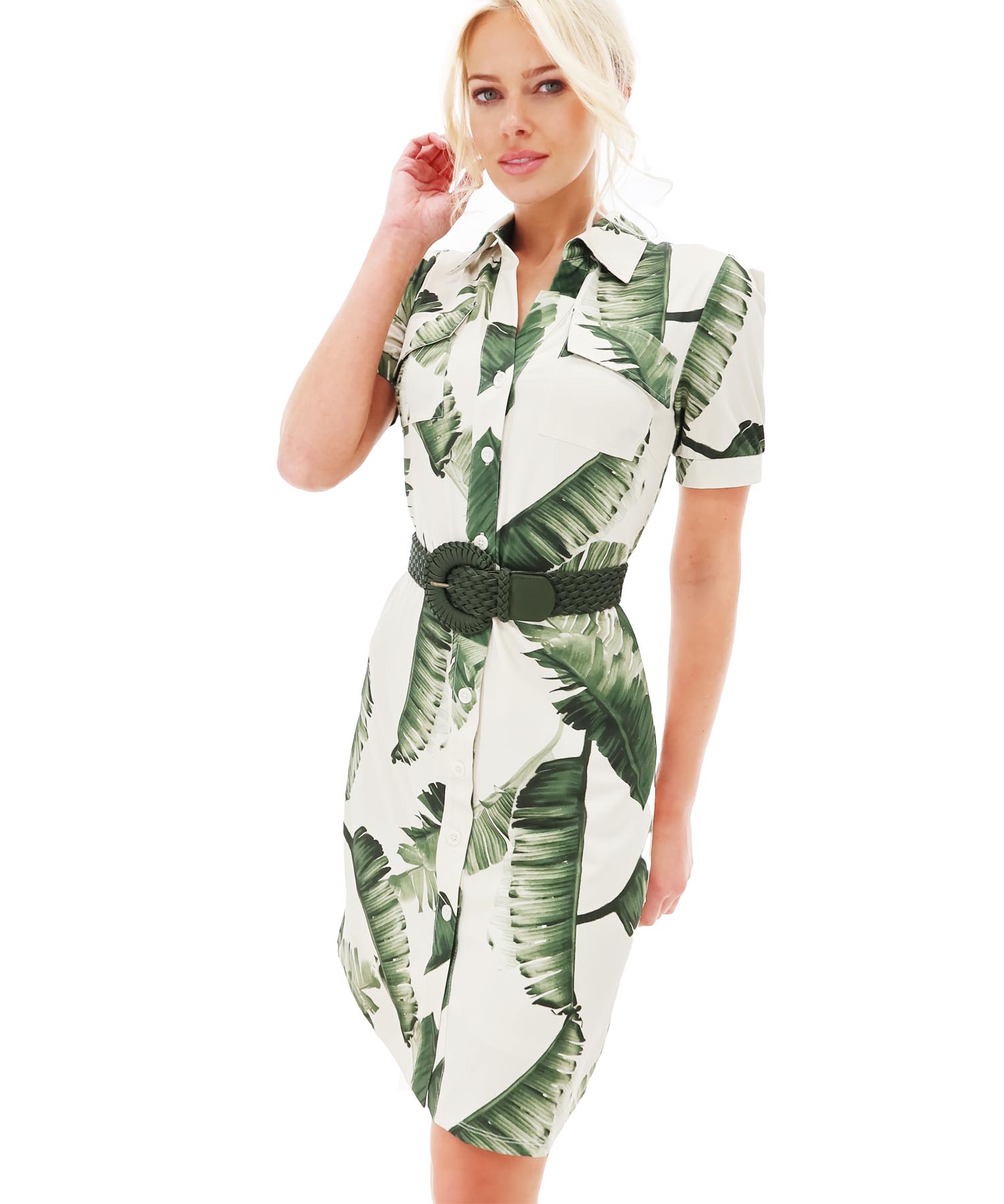 K-Design Kleid im Blätterprint
