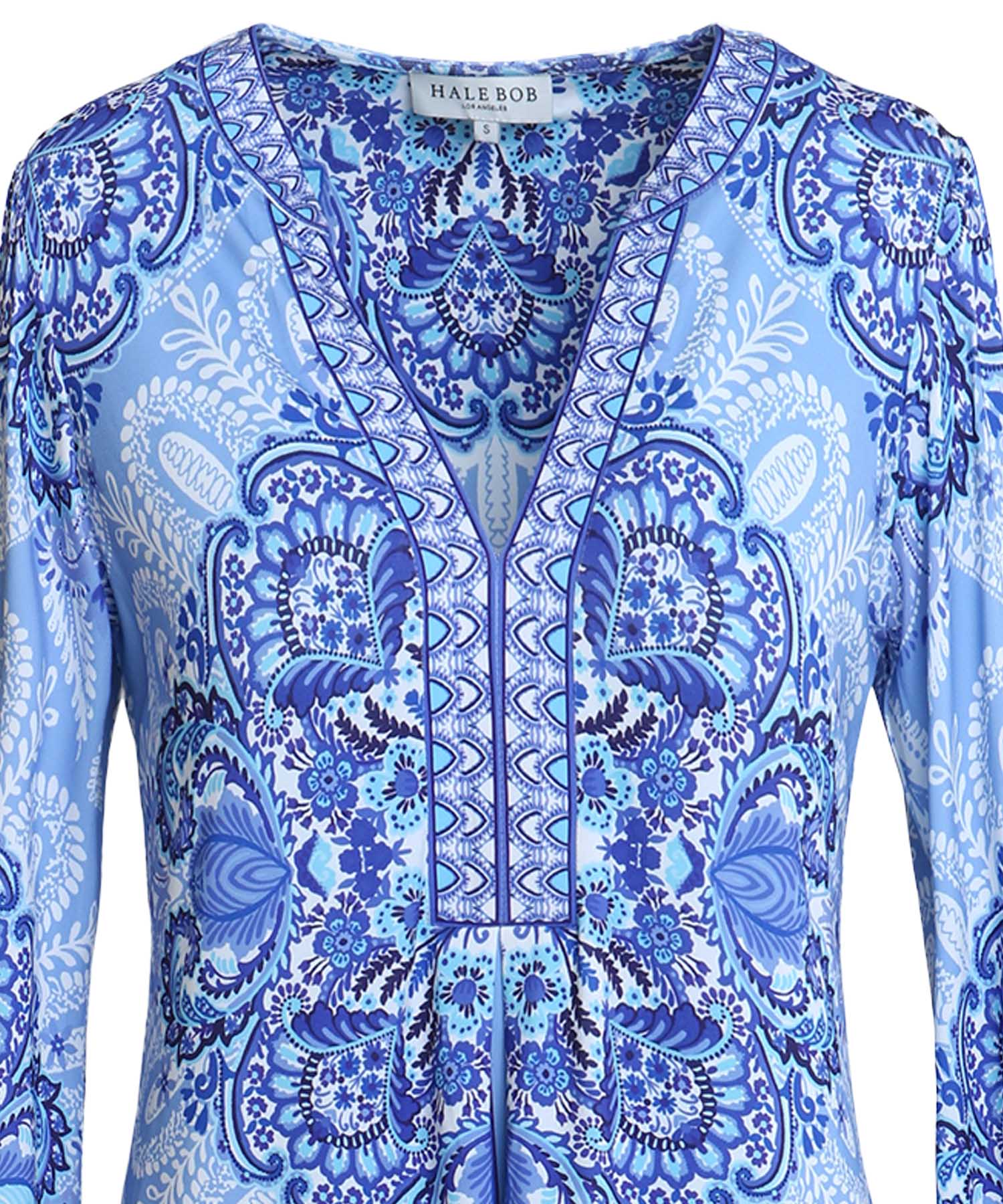 Kleid AARYA – Hale Bob | Grafischer Druck in Blautönen