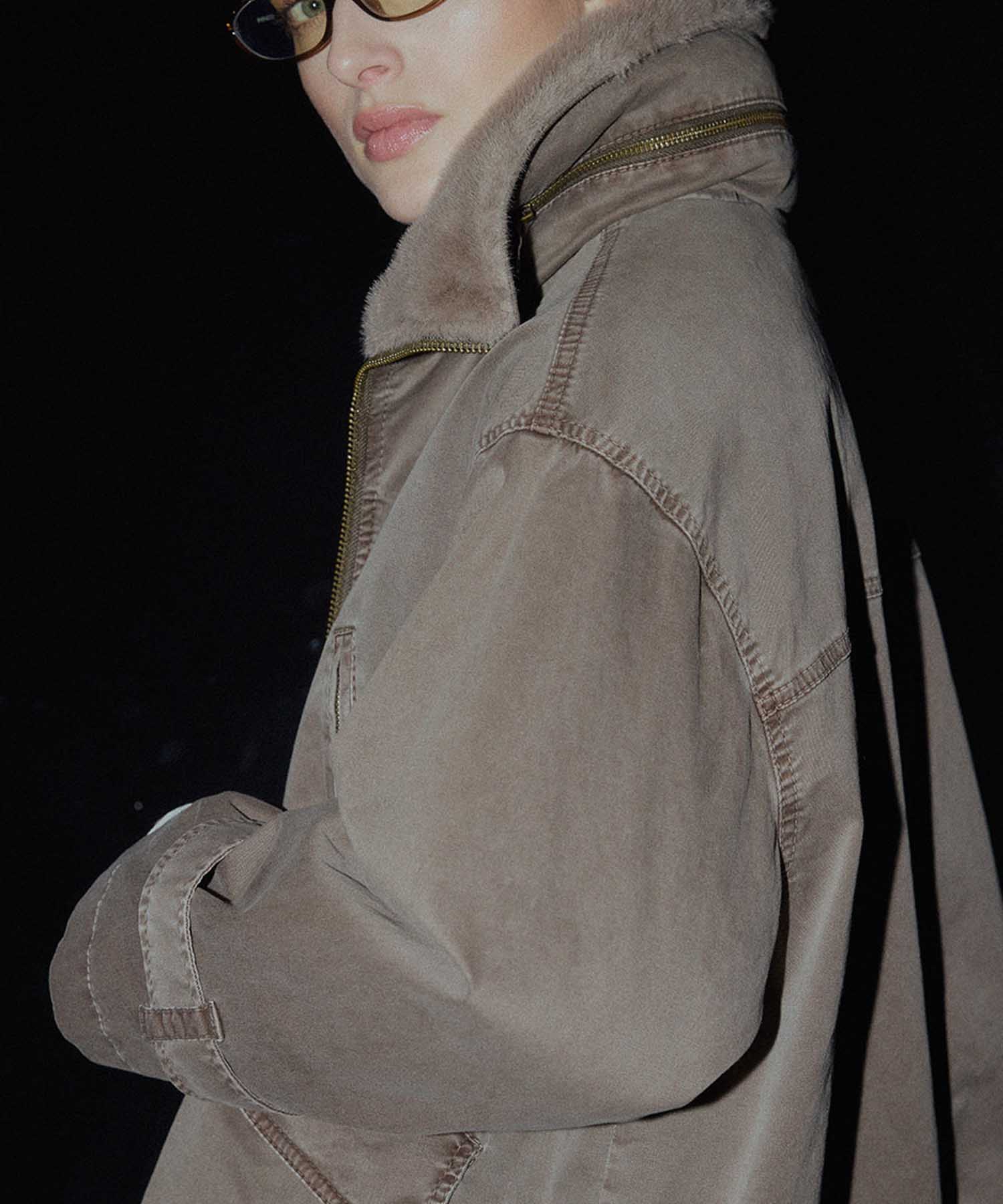 Blonde No. 8 Baumwolljacke Tyra 2 in Taupe mit Kunstfell