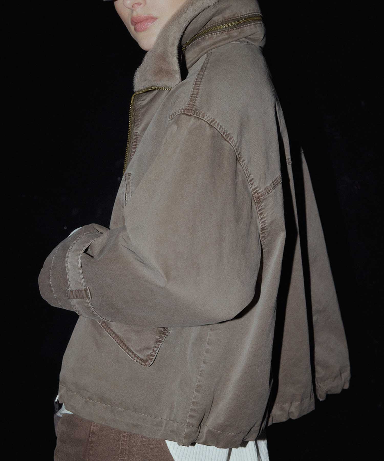 Blonde No. 8 Baumwolljacke Tyra 2 in Taupe mit Kunstfell