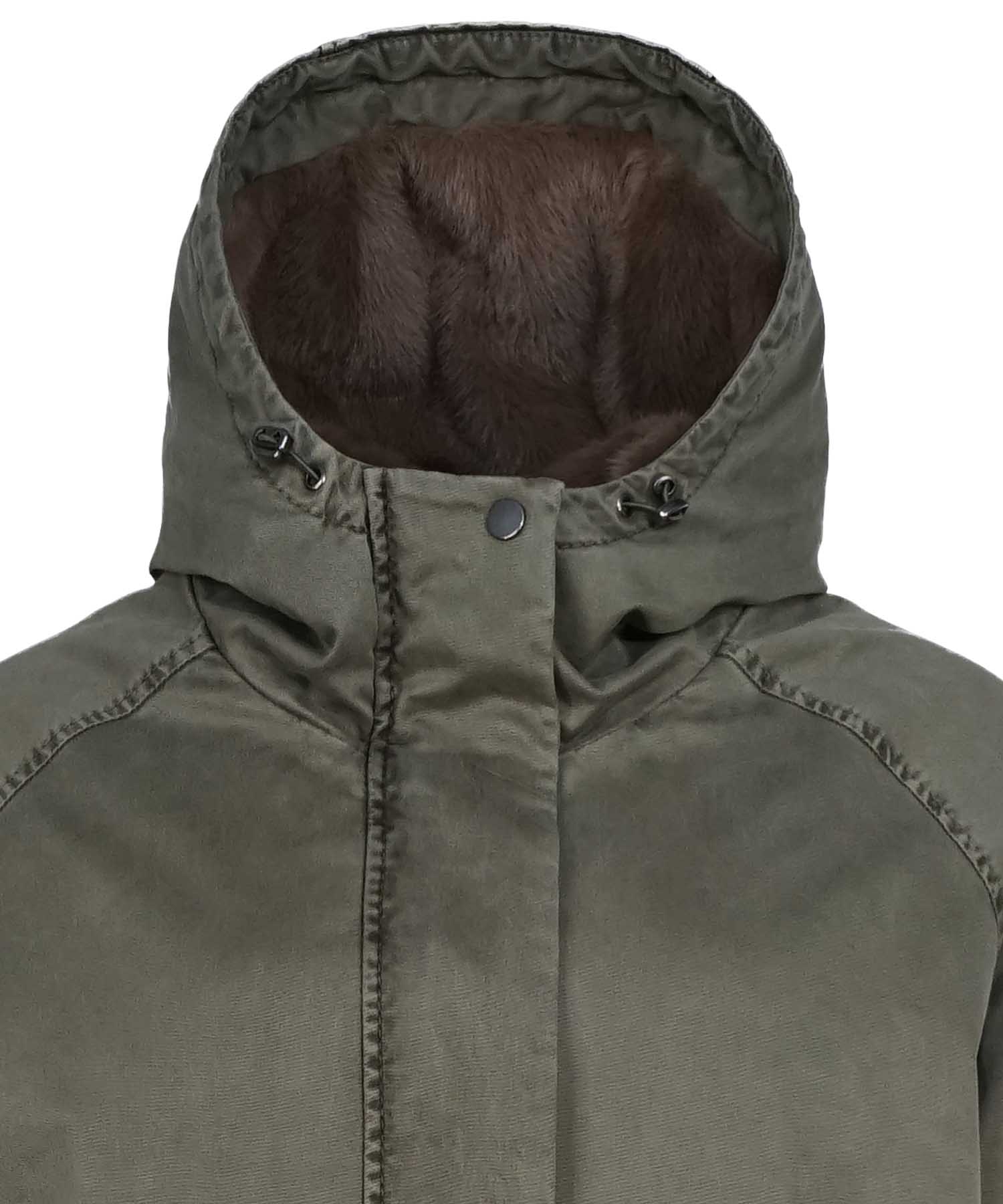 Blonde No. 8 Parka Emma in khaki mit Webpelzbesatz