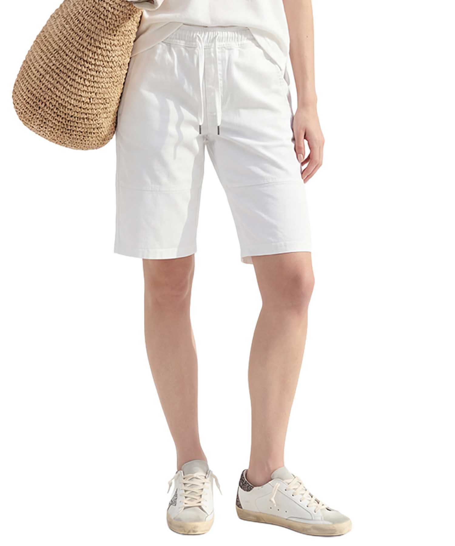 You Too – YOU TWO Shorts im Materialmix in Weiss