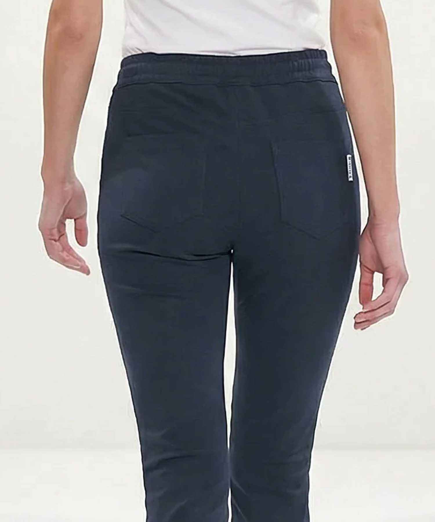 YOU TWO Hose im Materialmix in dunkelblau