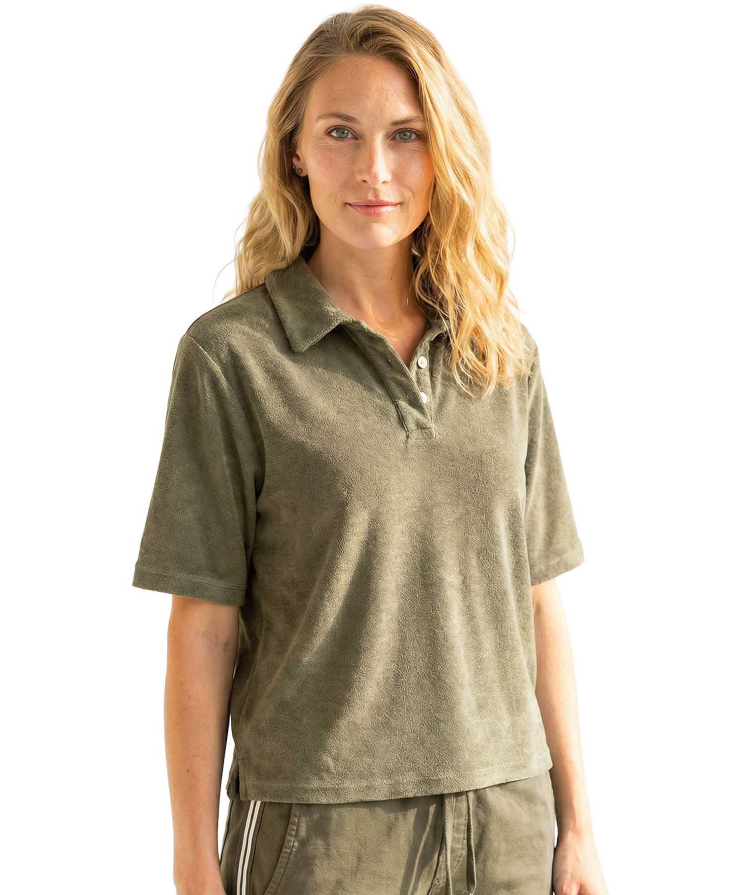You Too Poloshirt Emma aus Frottier in Khaki | Modehaus Wörmann