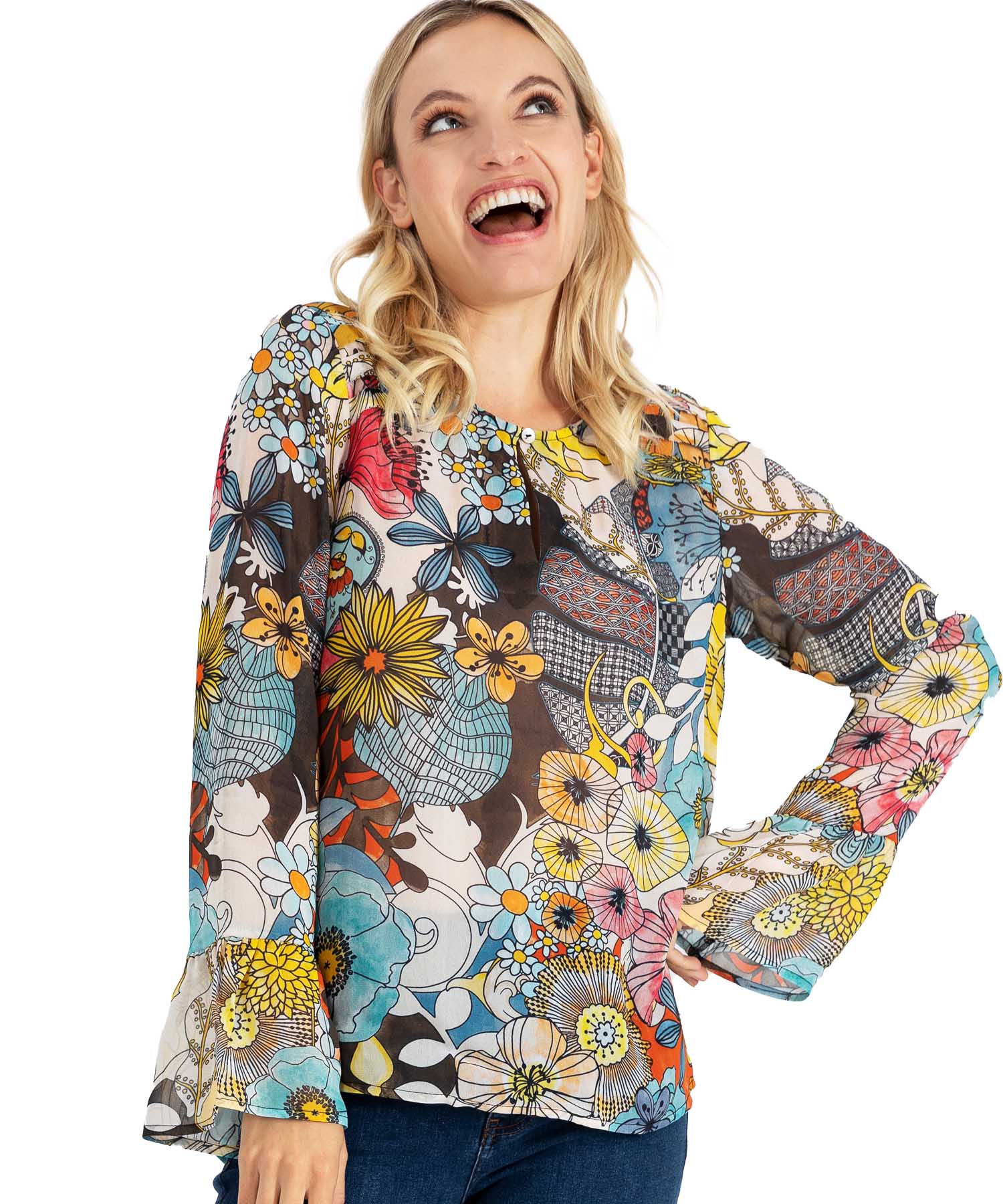 Princess goes Hollywood Bluse mit Blumendruck und Volantärmeln aus Viskose