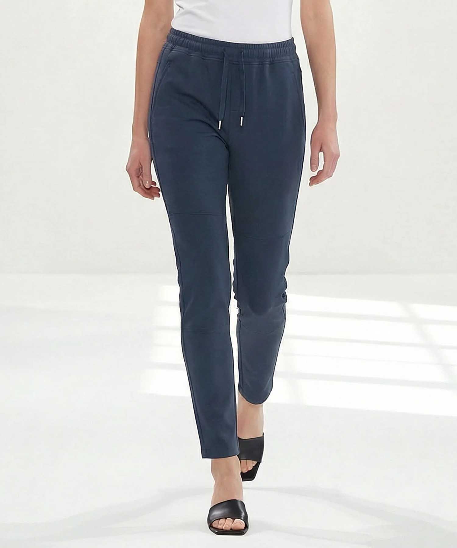 YOU TWO Hose im Materialmix in dunkelblau