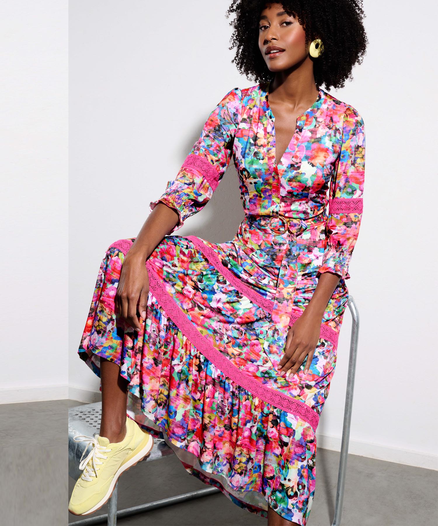 K-Design Maxikleid im Blumendruck
