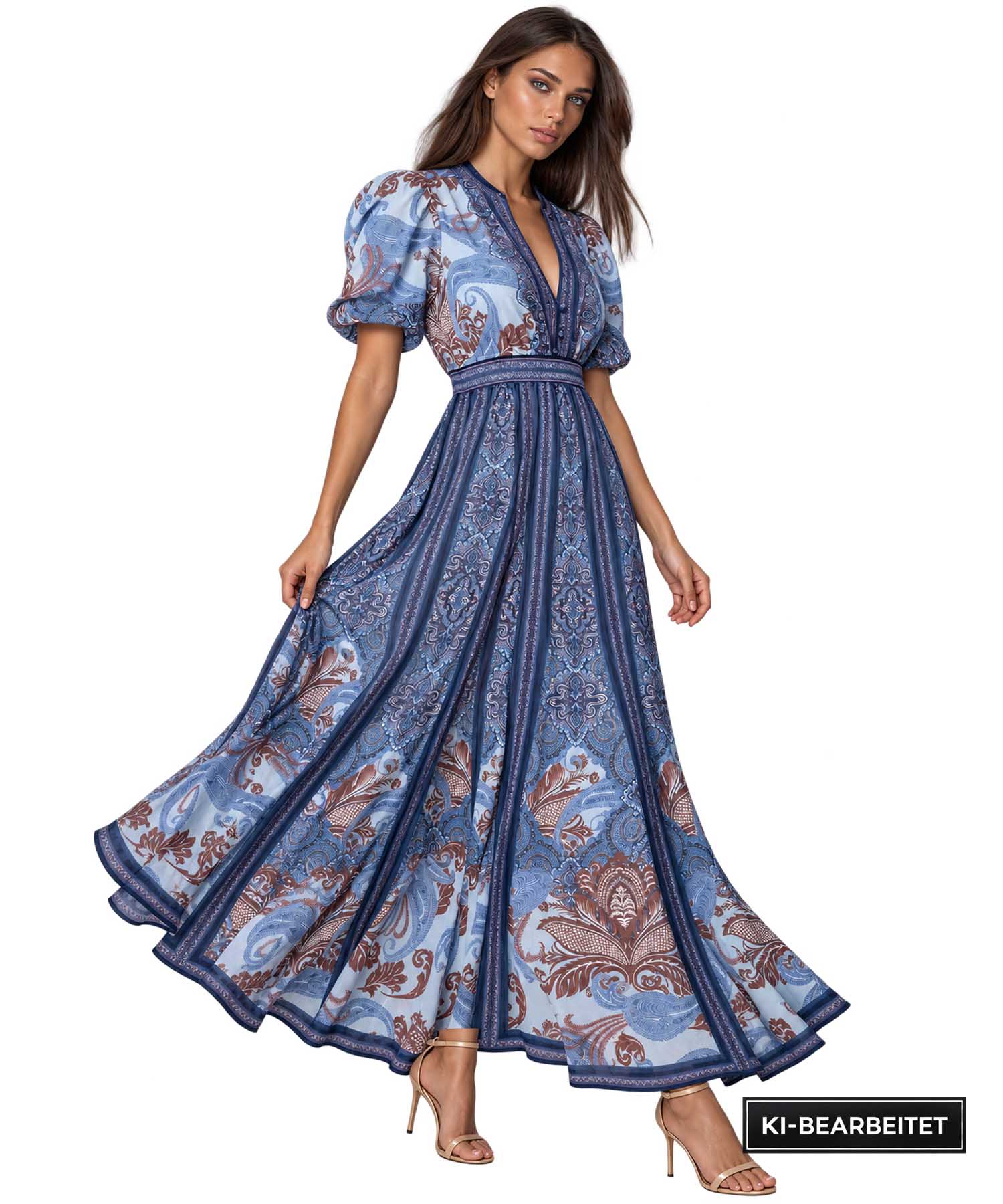 Hale Bob Maxikleid Liliosa Chiffon in Blau | Modehaus Wörmann