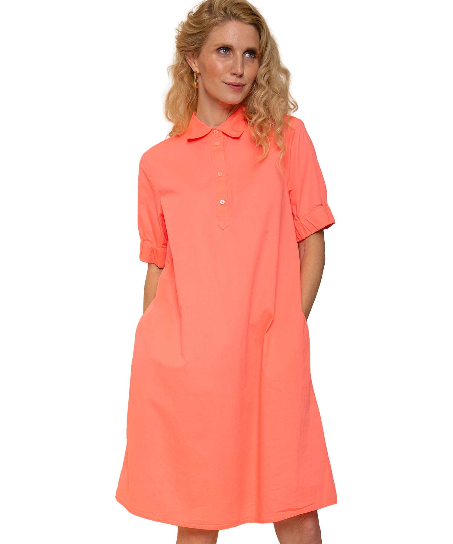 Emily van den Bergh Blusenkleid aus reiner Baumwolle in Neon Orange | Modehaus Wörmann