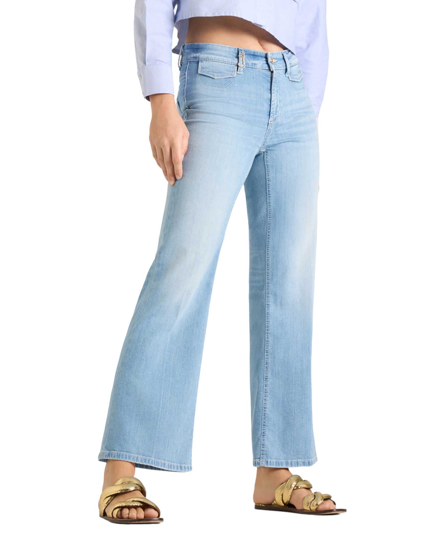 Cambio 7/8-Jeans Fabienne Pocket Cropped in heller Jeanswaschung