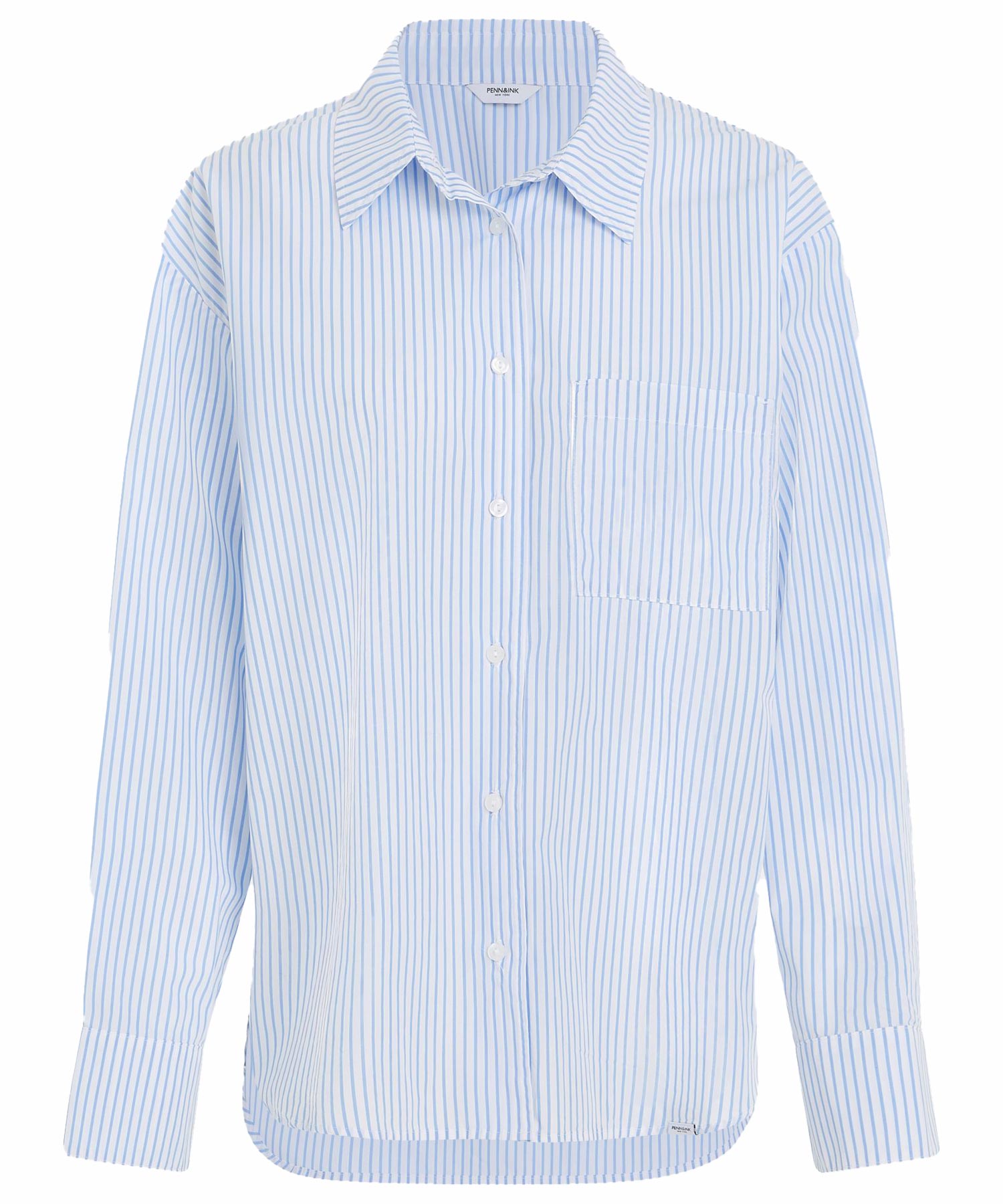 PENN&INK N.Y Streifenbluse aus Baumwolle in hellblau