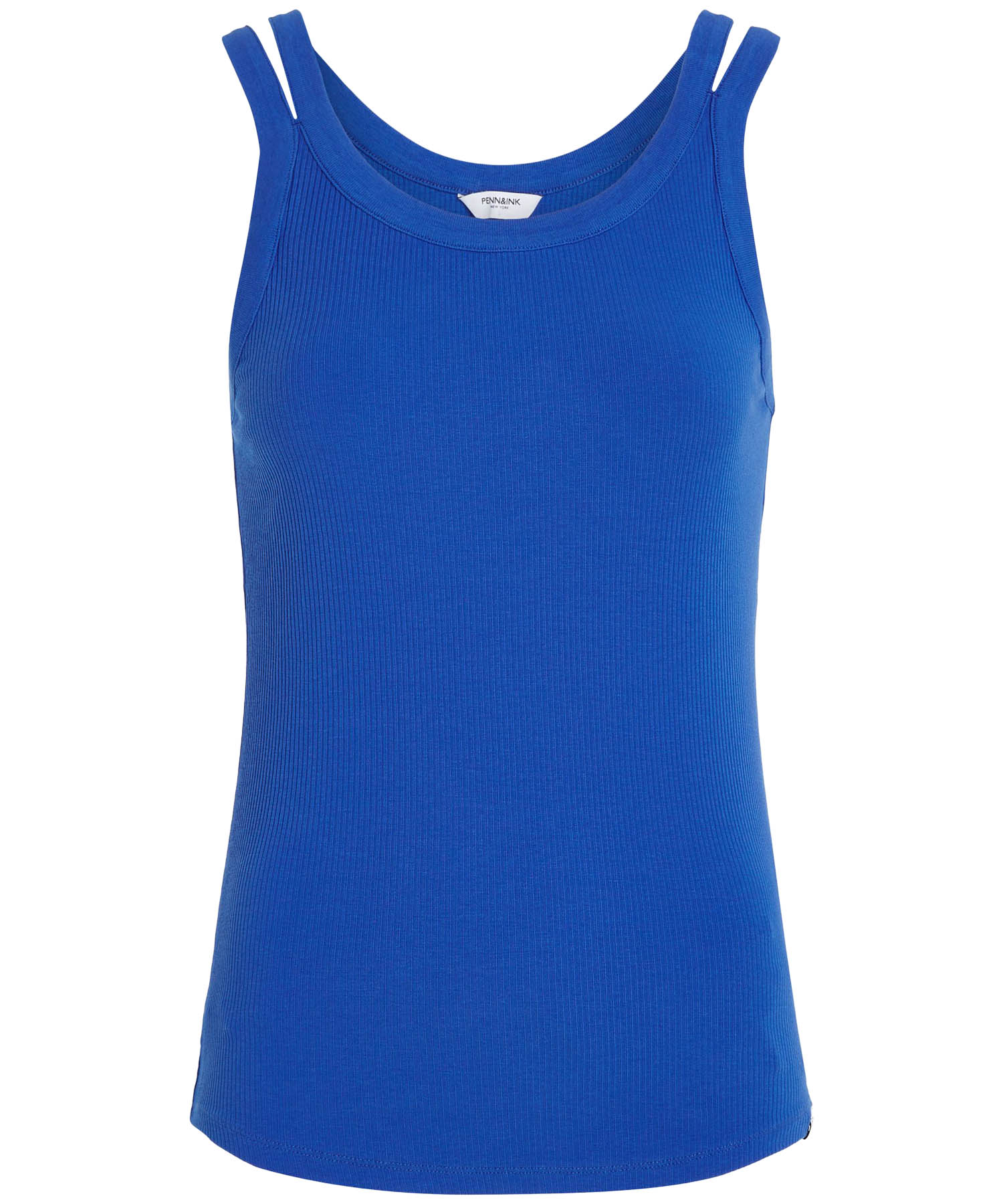 Penn and Ink Top mit Doppelträger in Rippenstruktur in royalblau