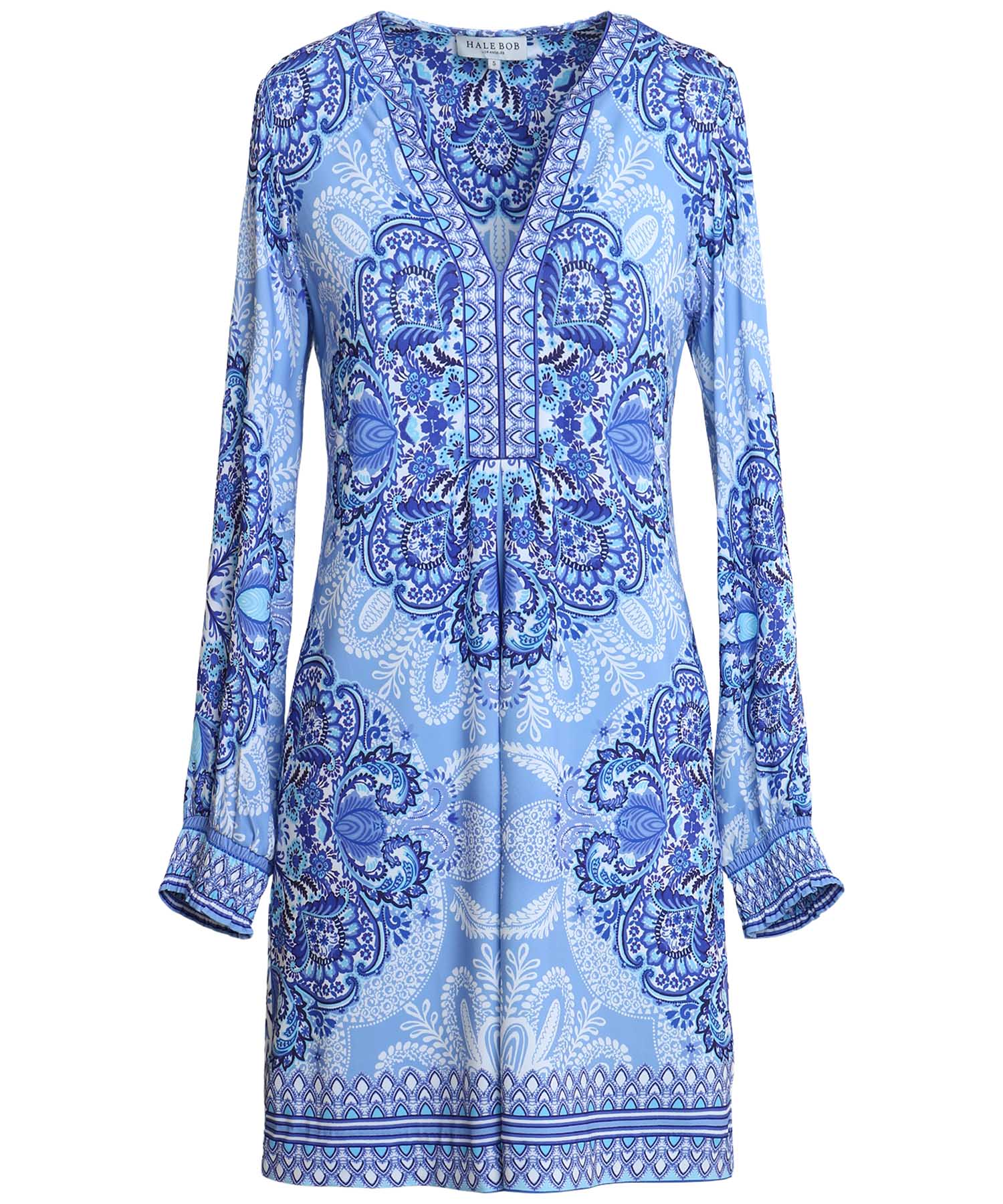 Kleid AARYA – Hale Bob | Grafischer Druck in Blautönen