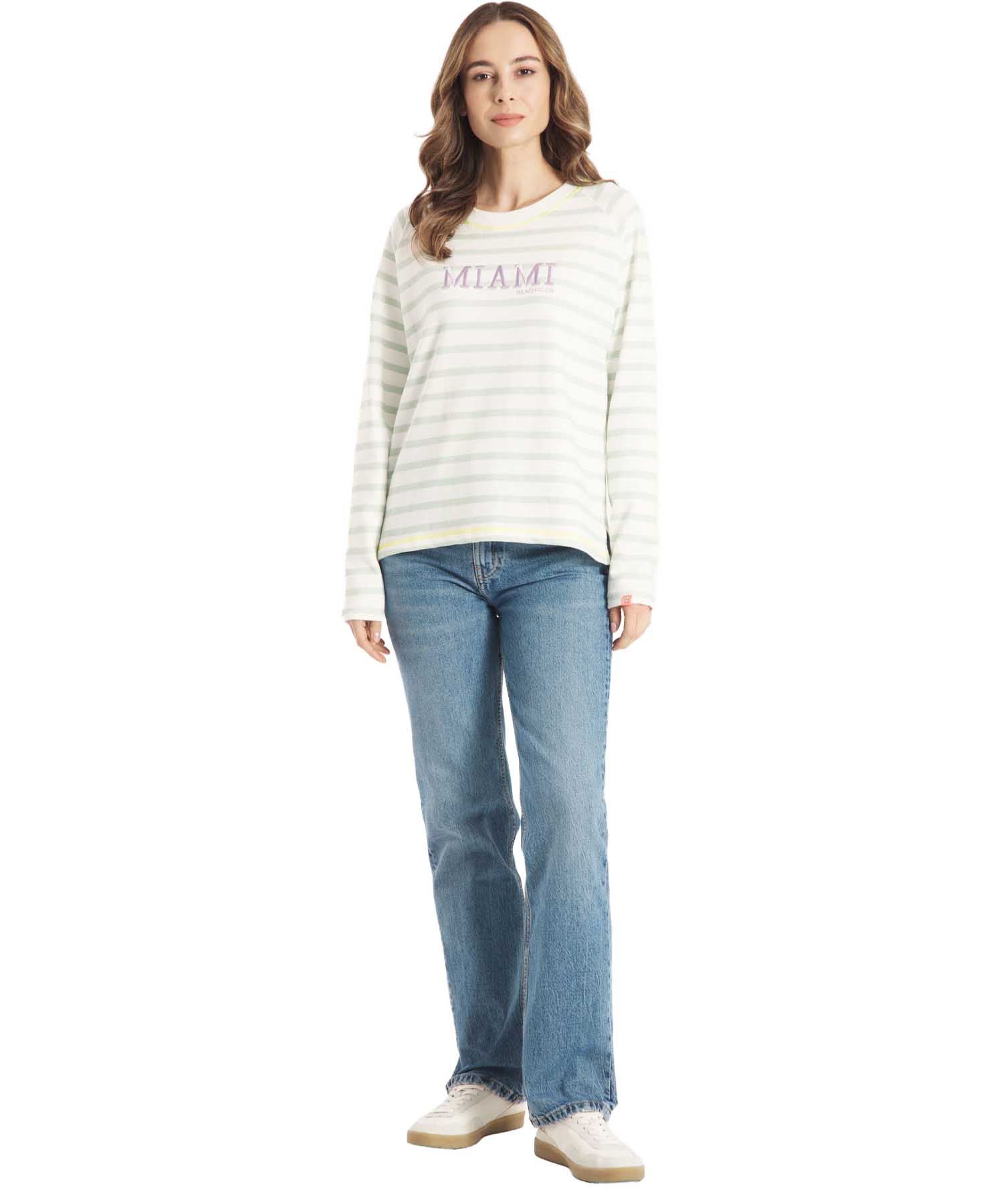 Frieda & Freddies Sweatshirt  – Gestreift mit Herz & Miami Beach Club Print