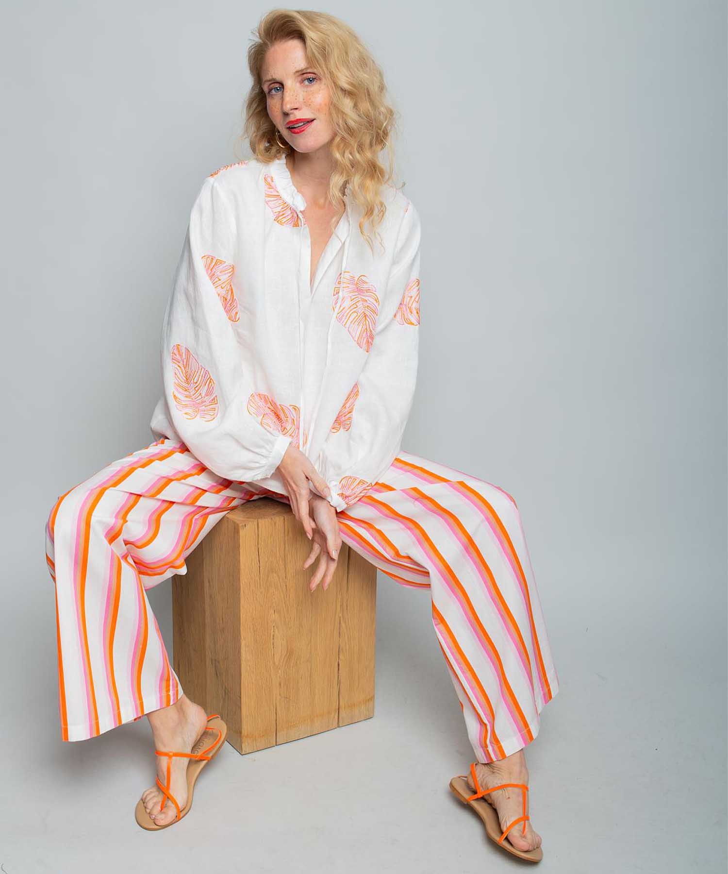 Emily van den Bergh Shirtbluse aus Leinen mit Stickerei | Modehaus Wörmann