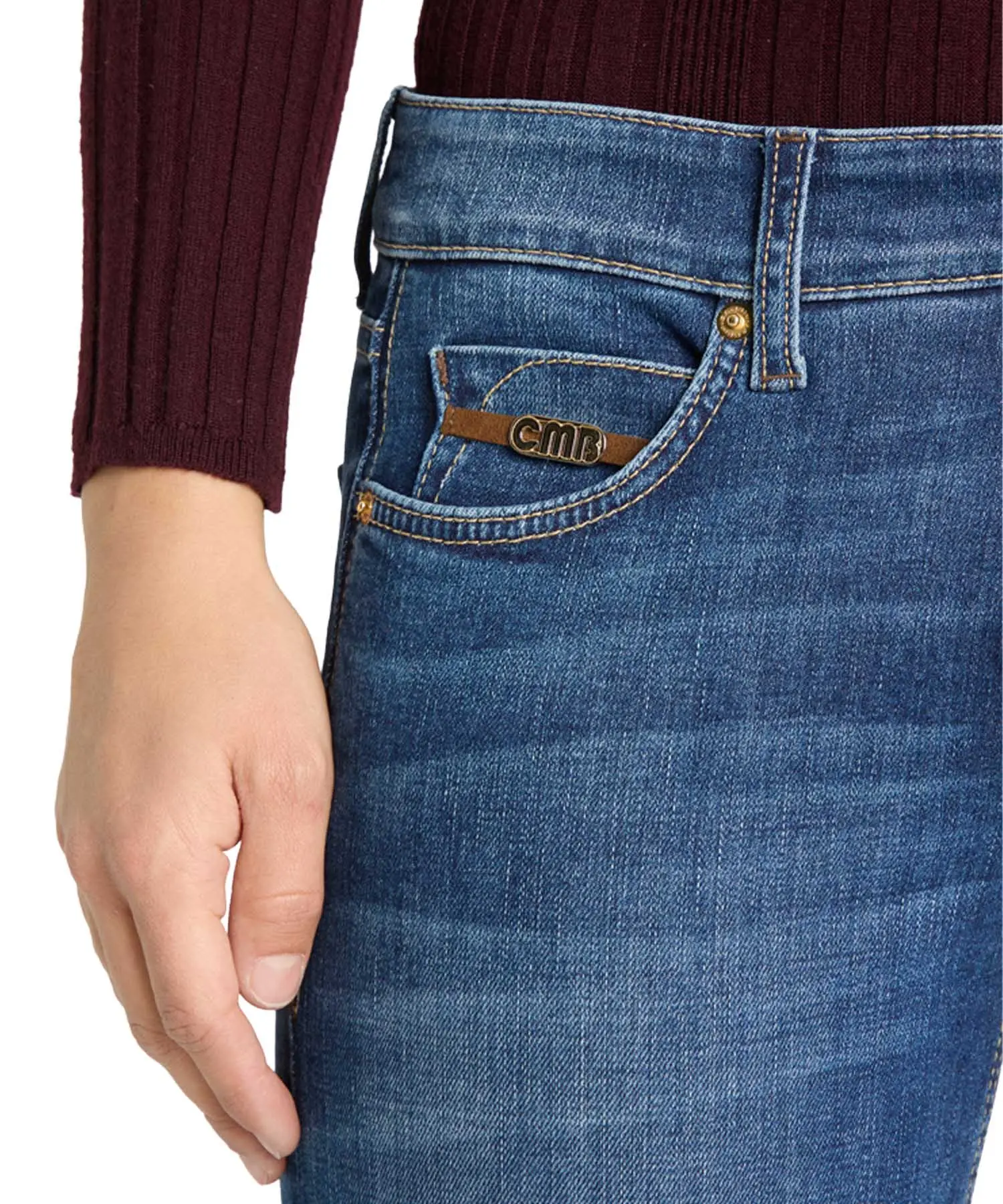 Cambio Modell Tess  | moderne Jeans in mittelblauer Waschung